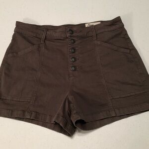 Cosmic Blue Love Women's Olive Button-Up Shorts Size 31